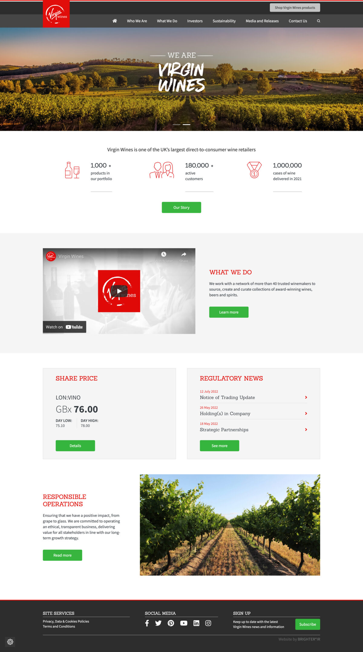 Virgin Wines Home Page